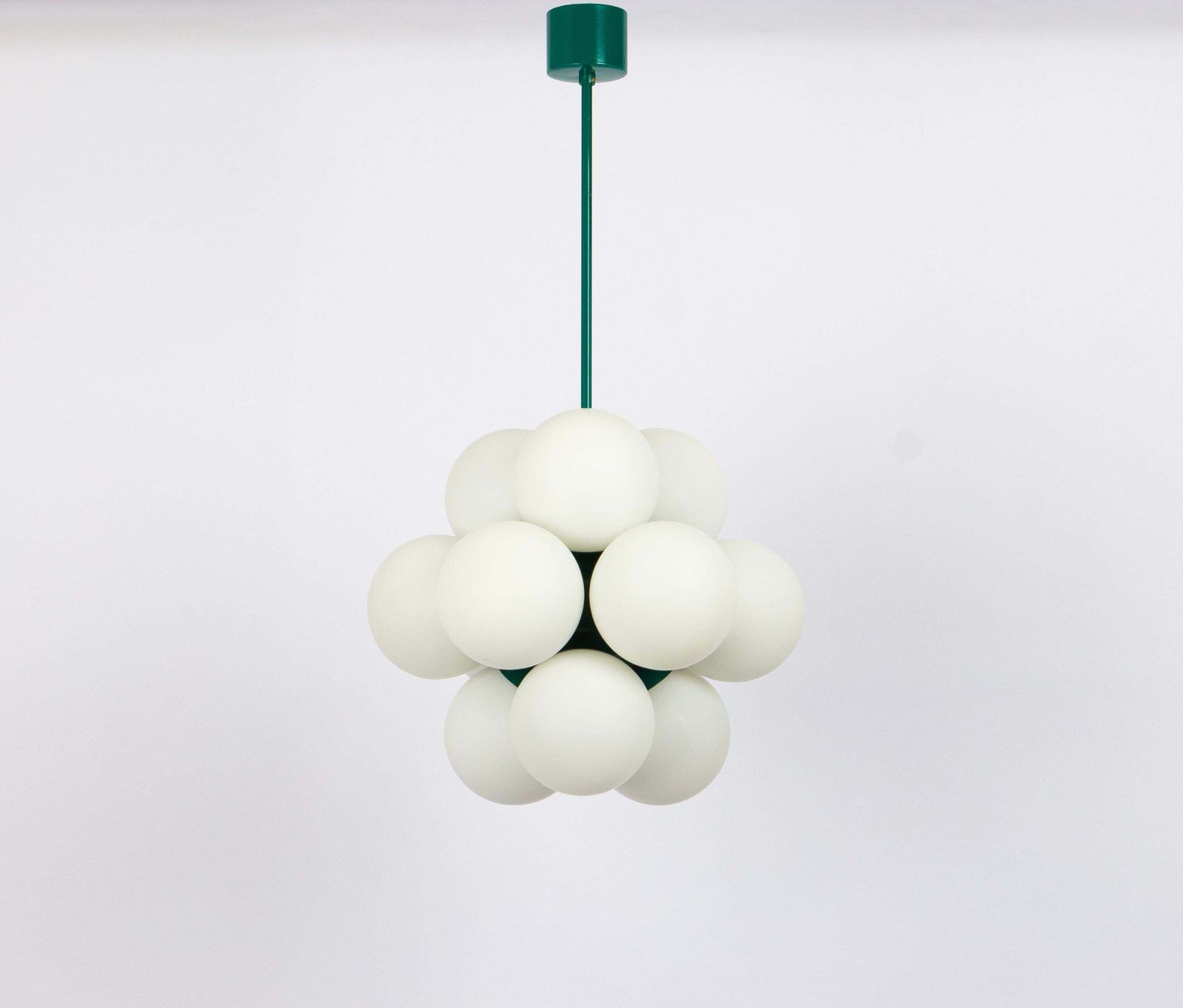 1 Of 2 Sputnik Green Pendant Light, Opal Glass, Germany, 1970s photo for sale