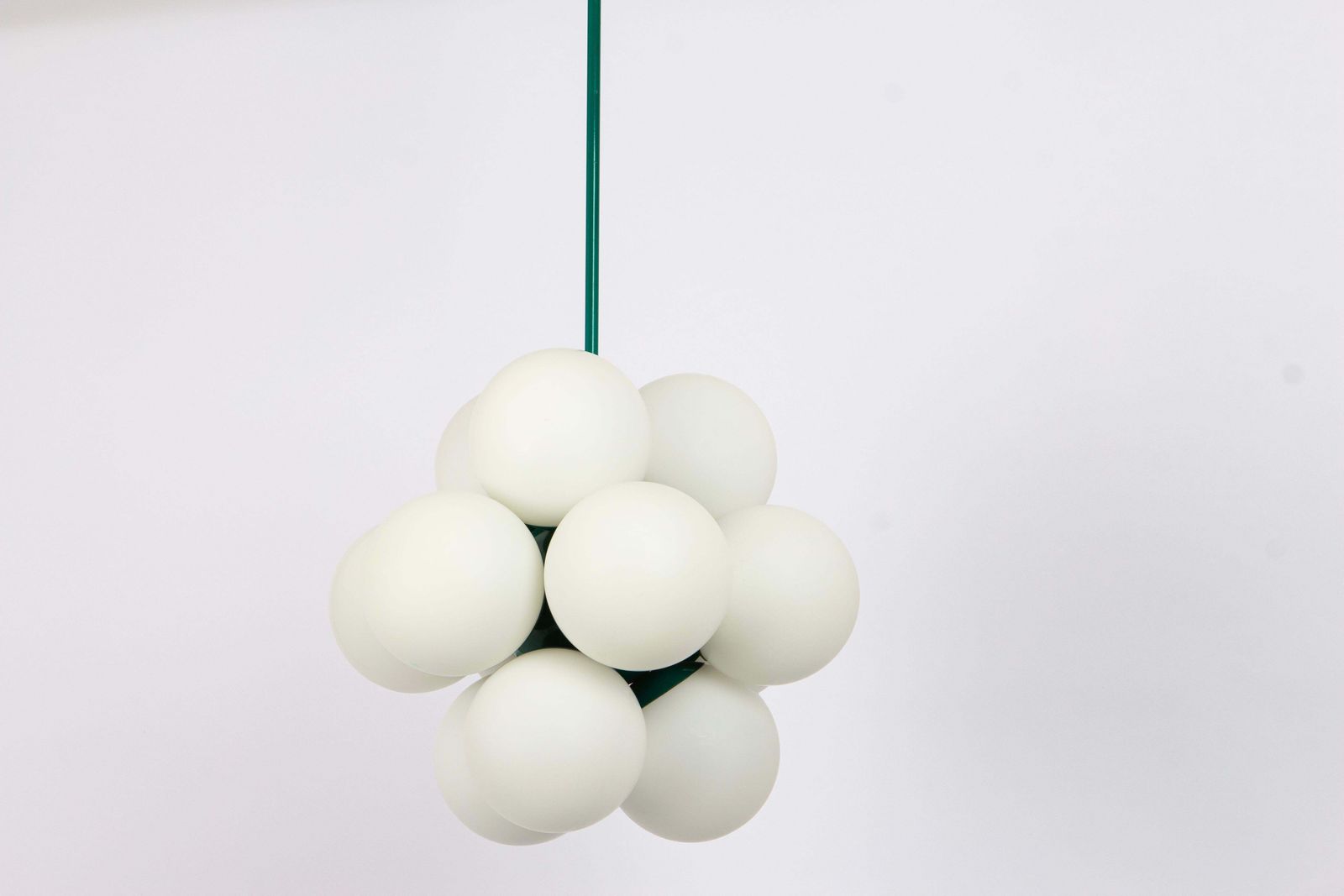 1 Of 2 Sputnik Green Pendant Light, Opal Glass, Germany, 1970s photo Lighting