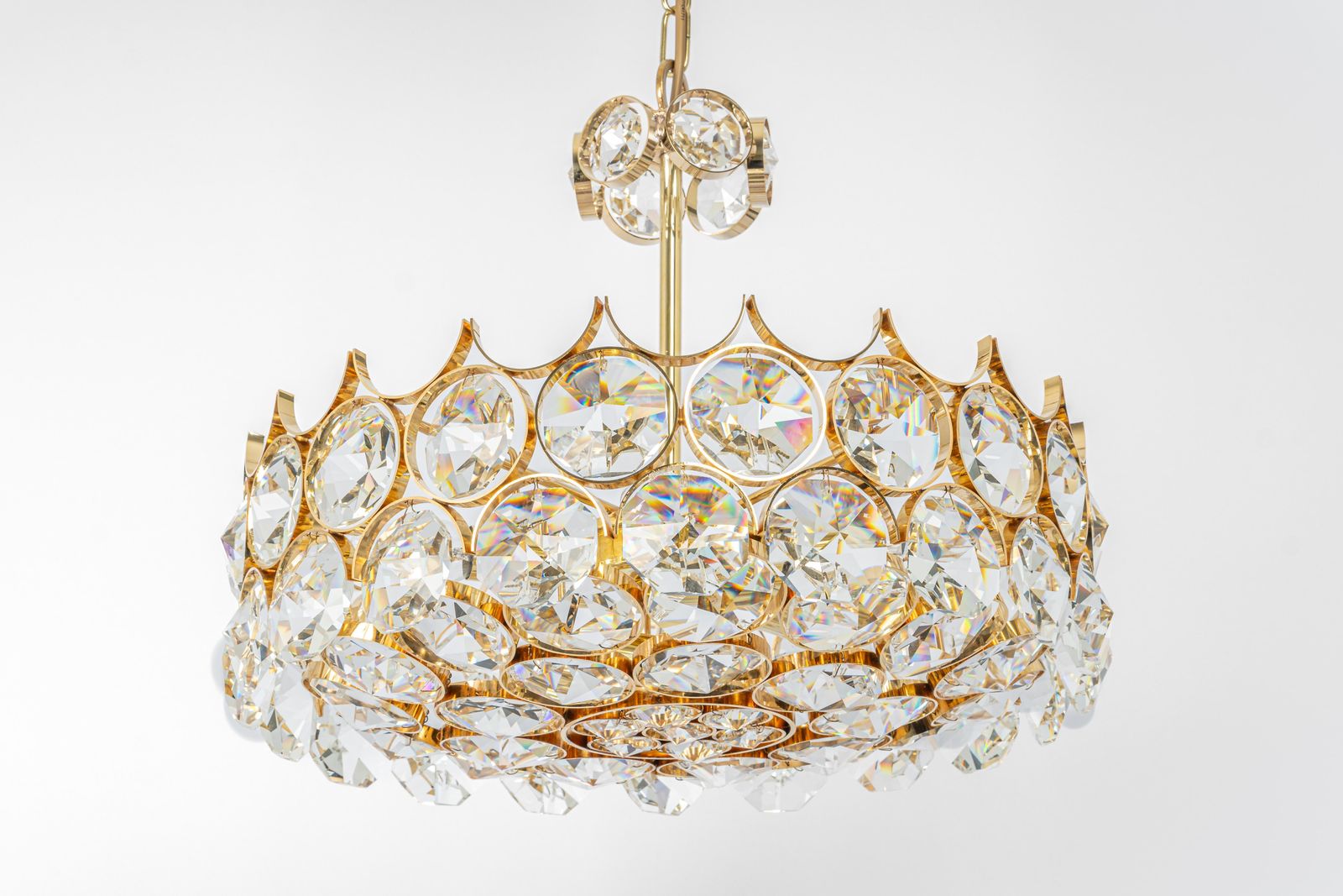 1 Of 4 Large Gilt Brass Chandelier, Sciolari Design By Palwa, Germany, 1970s photo furniture