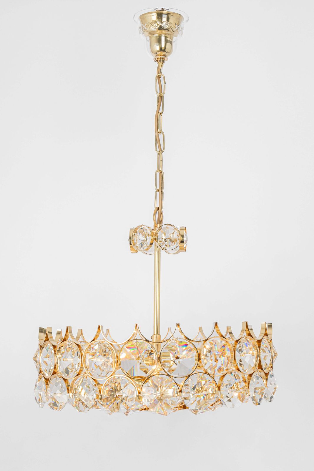 photo furniture 1 Of 4 Large Gilt Brass Chandelier, Sciolari Design By Palwa, Germany, 1970s