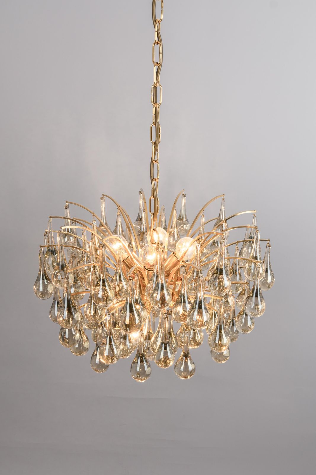 photo for sale Large Murano Glass Tear Drop Chandelier, Christoph Palme, Germany, 1970s