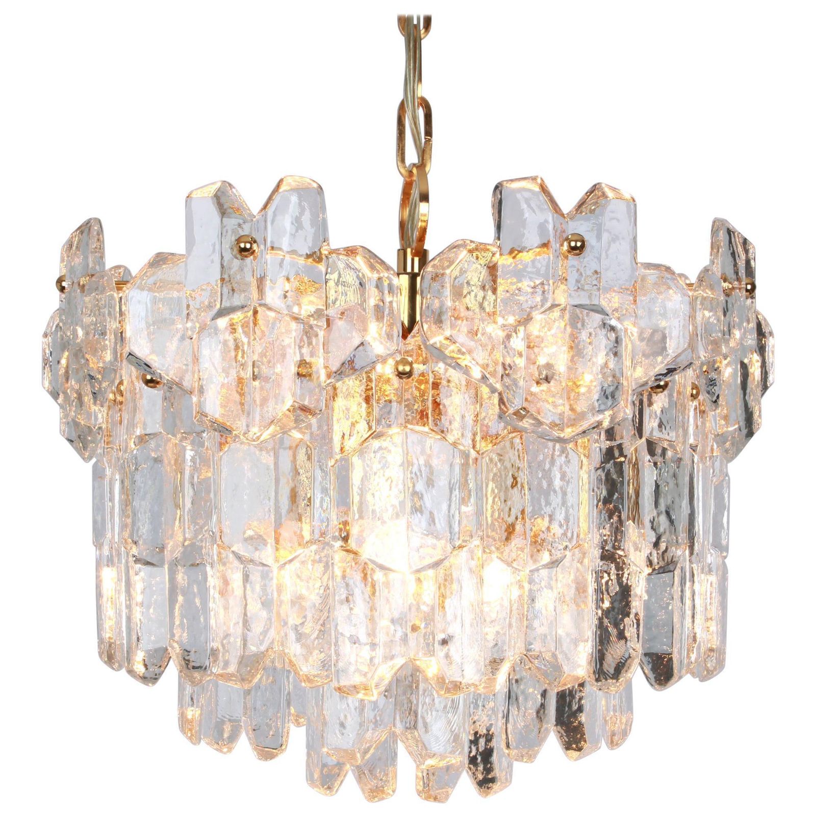 Stunning Gilt Brass, Murano Glass Chandelier Palazzo, Kalmar, Austria, 1970s