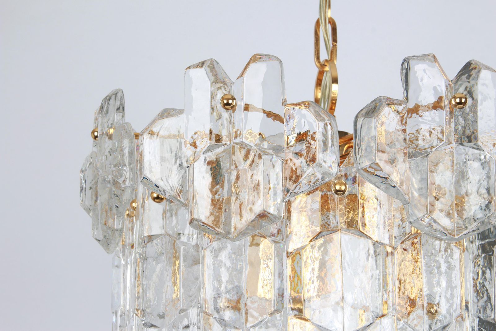 Stunning Gilt Brass, Murano Glass Chandelier Palazzo, Kalmar, Austria, 1970s photo Lighting