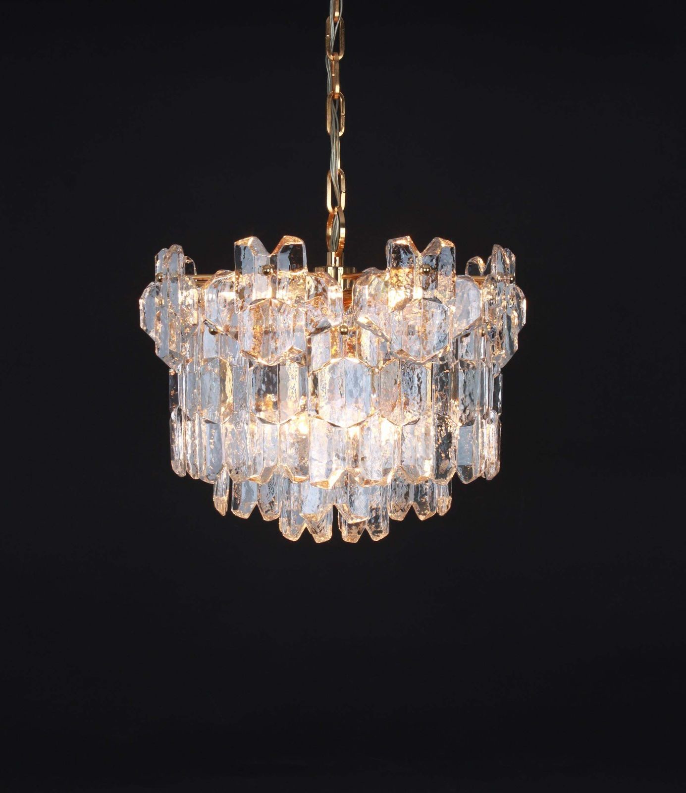 photo furniture Stunning Gilt Brass, Murano Glass Chandelier Palazzo, Kalmar, Austria, 1970s