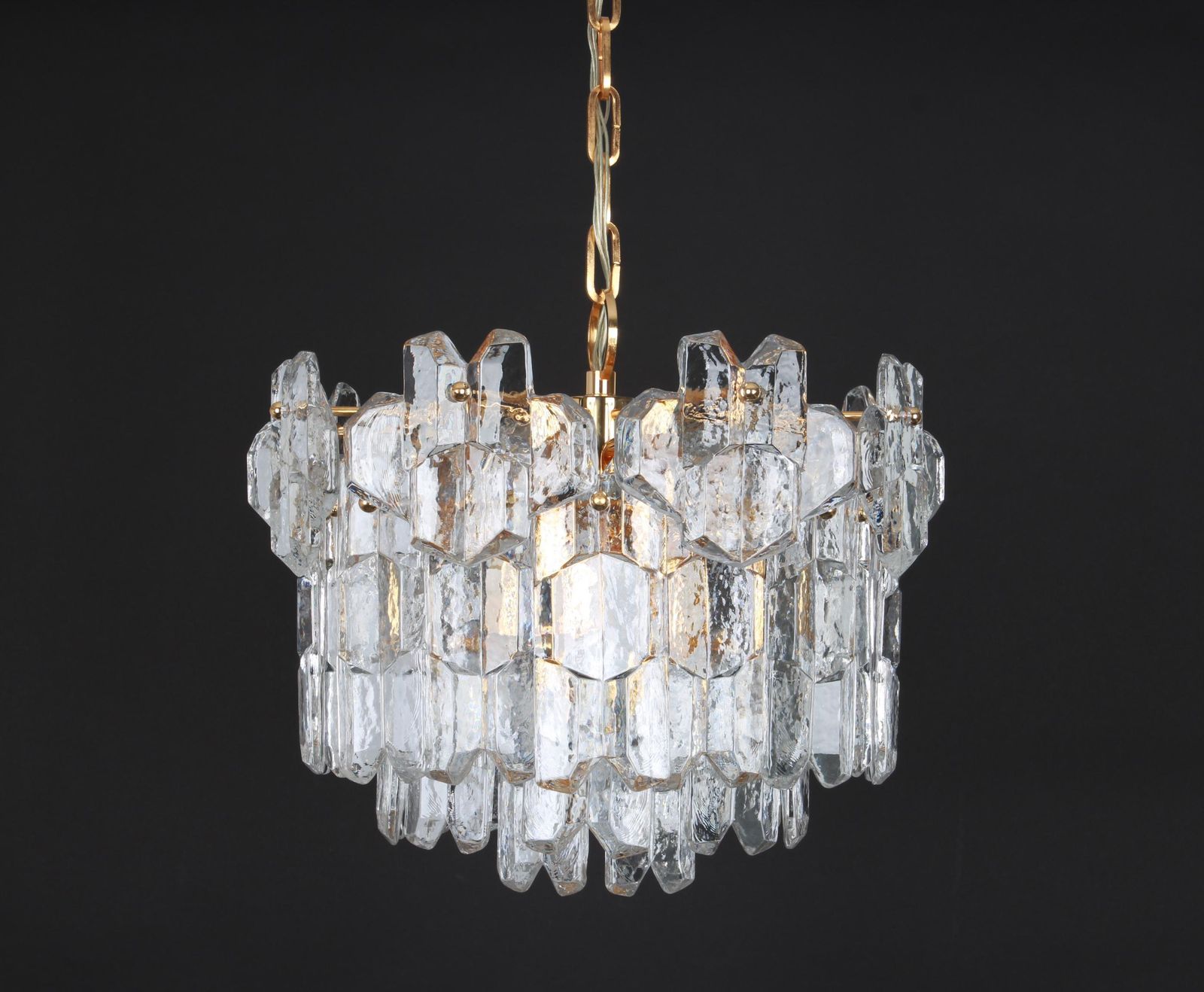 photo for sale Stunning Gilt Brass, Murano Glass Chandelier Palazzo, Kalmar, Austria, 1970s