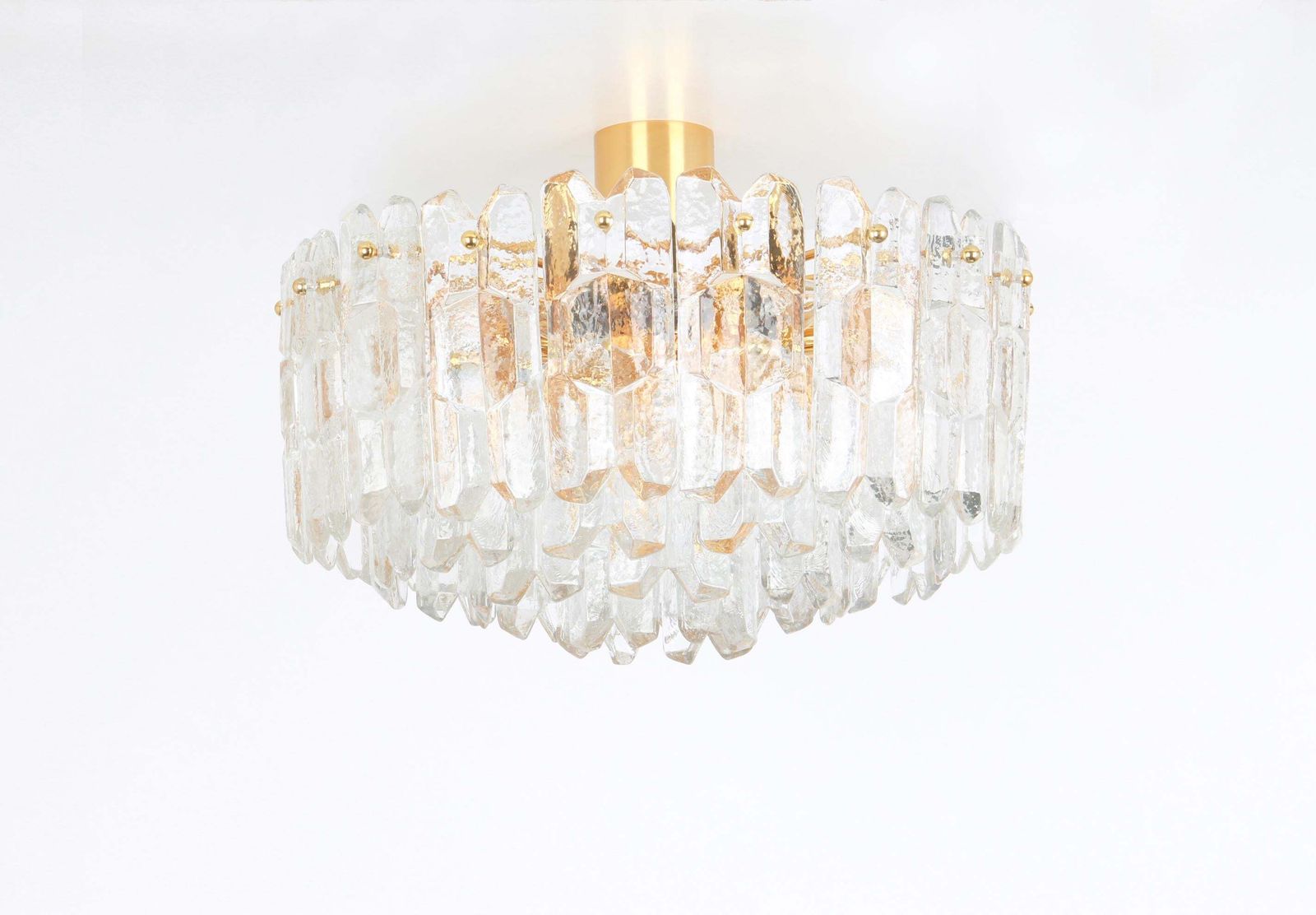 Stunning Gilt Brass, Crystal Glass Light Fixture Palazzo, Kalmar, Austria, 1970 photo for sale