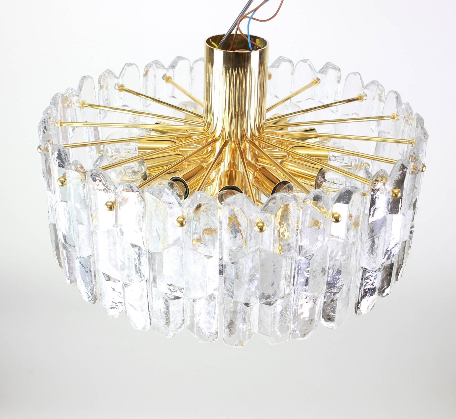 Lighting Stunning Gilt Brass, Crystal Glass Light Fixture Palazzo, Kalmar, Austria, 1970 photo