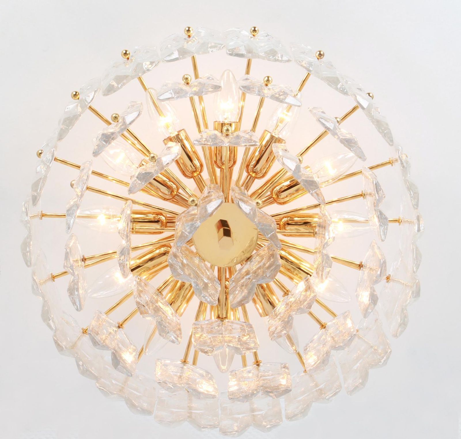 photo buy Stunning Gilt Brass, Crystal Glass Light Fixture Palazzo, Kalmar, Austria, 1970