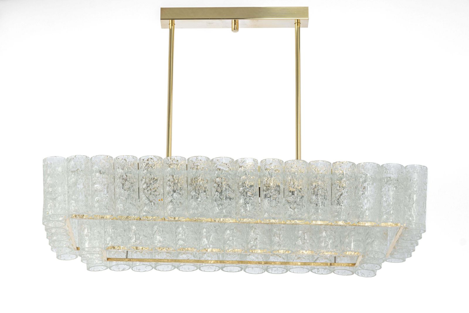 Large Doria Ice Glass Tubes Chandelier, Germany, 1960s photo for sale