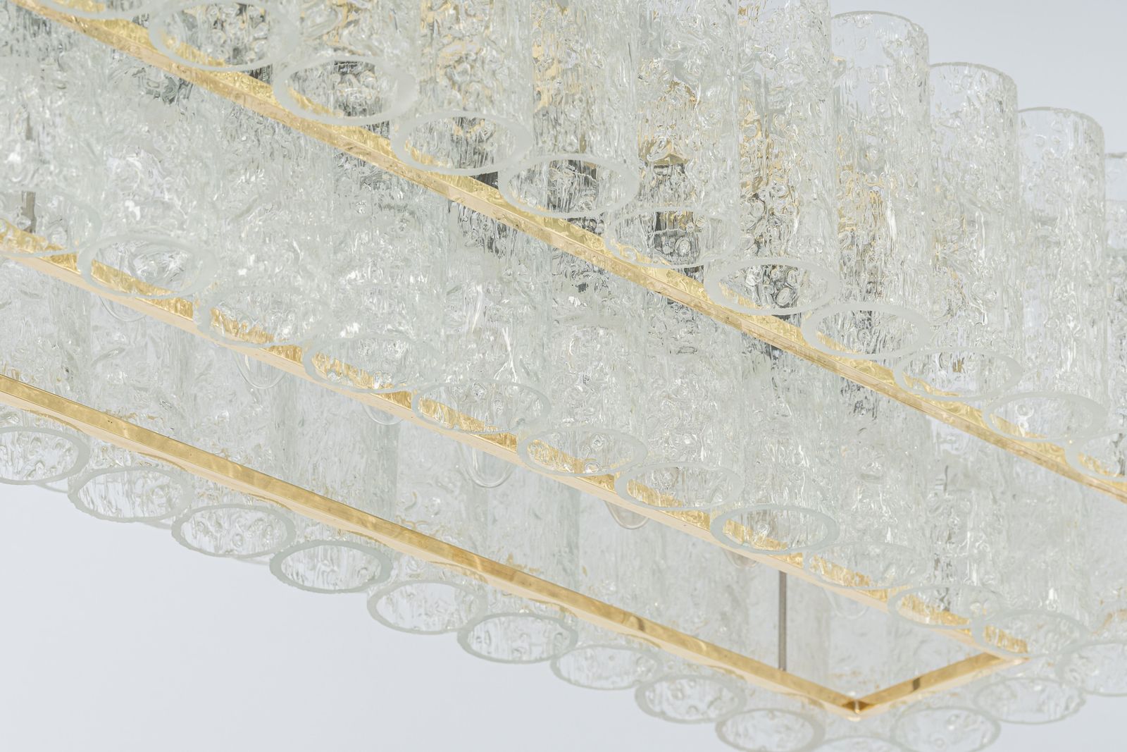 Large Doria Ice Glass Tubes Chandelier, Germany, 1960s photo Lighting
