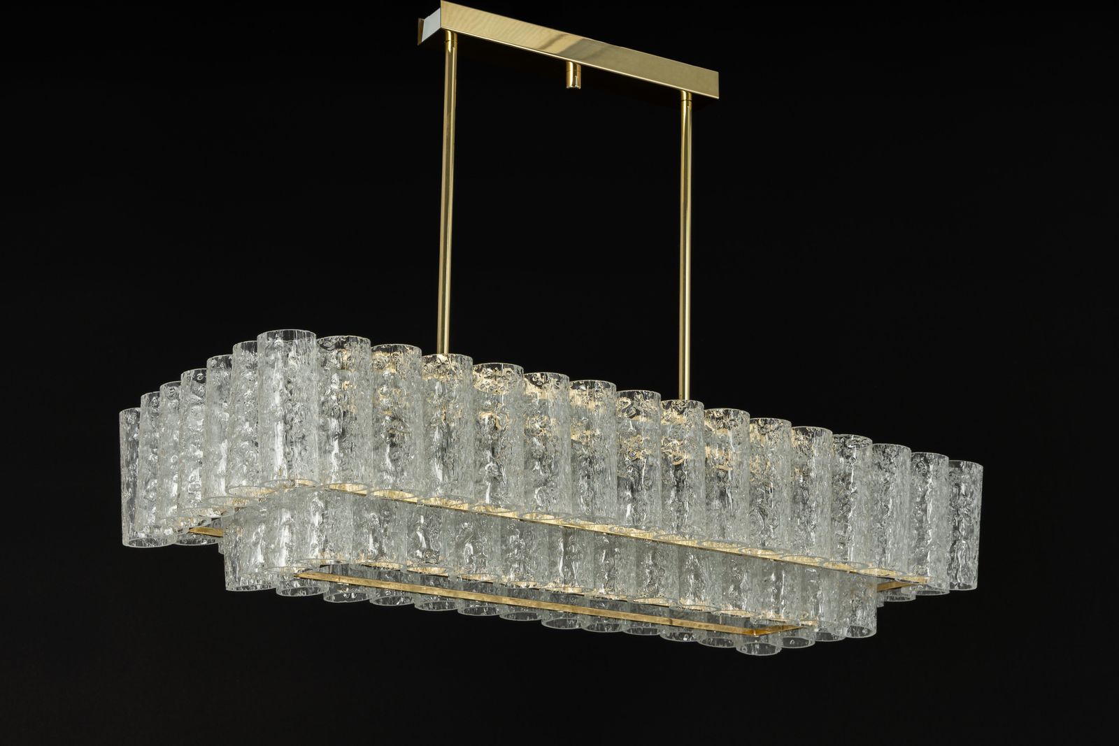 Lighting Large Doria Ice Glass Tubes Chandelier, Germany, 1960s photo