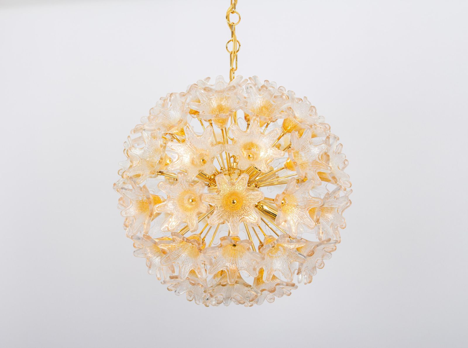 Spectacular Murano Glass Sunburst Flower Chandelier By Venini Veart, Italy 1970s photo for sale