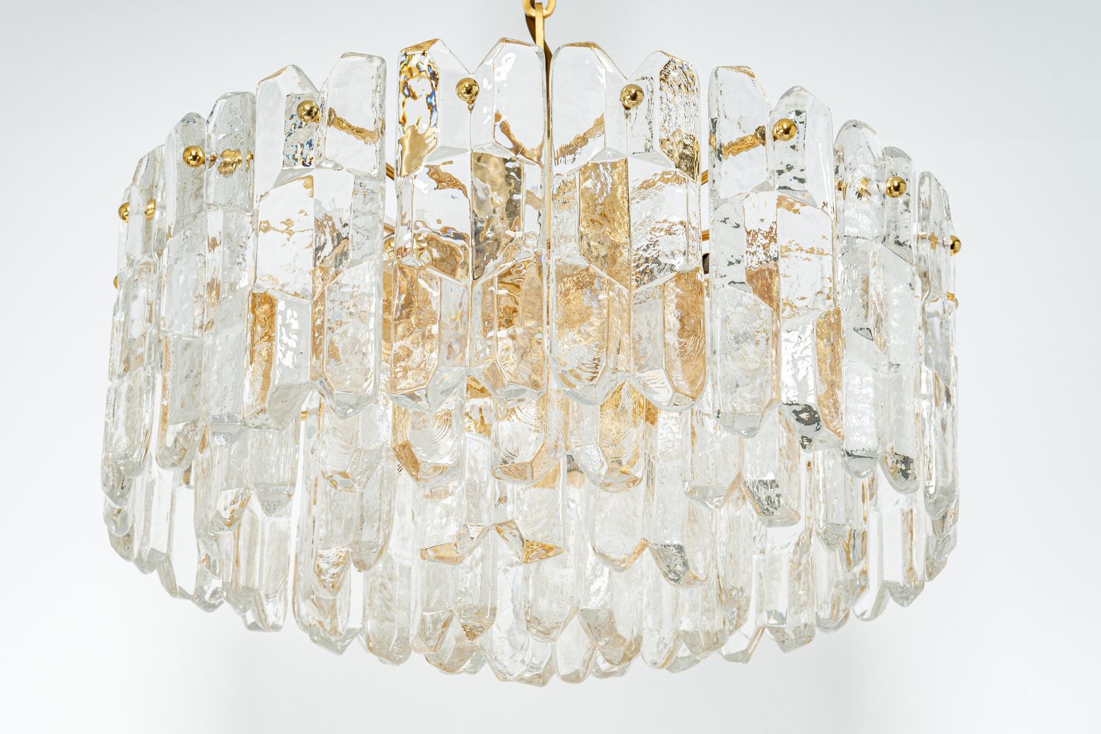 1 Of 3 Gilt Brass, Murano Glass Chandelier Palazzo, Kalmar, Austria, 1970s photo vinterior