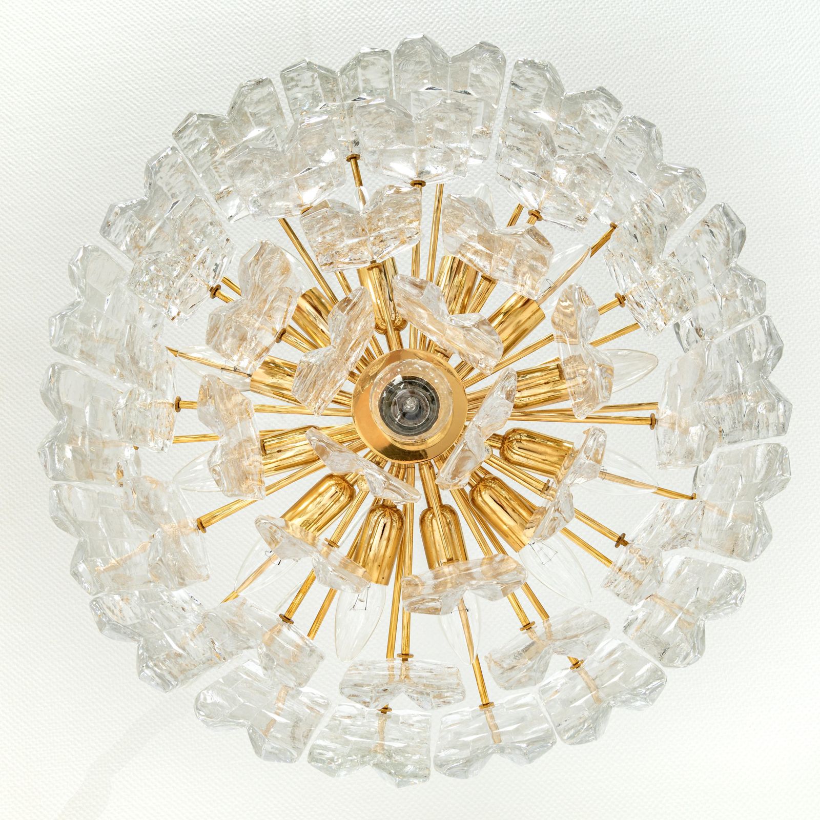 1 Of 3 Gilt Brass, Murano Glass Chandelier Palazzo, Kalmar, Austria, 1970s photo vintage