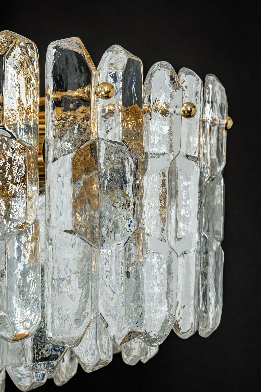 photo vintage 1 Of 3 Gilt Brass, Murano Glass Chandelier Palazzo, Kalmar, Austria, 1970s