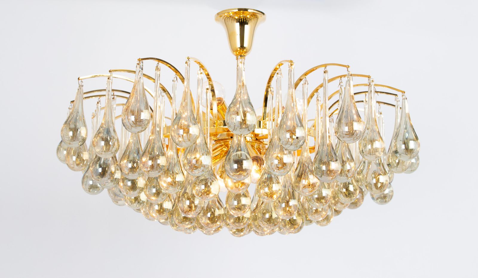 1 Of 2 Large Murano Glass Tear Drop Chandelier, Christoph Palme, Germany, 1970s photo furniture