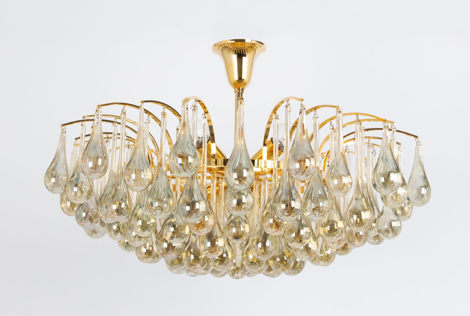 1 Of 2 Large Murano Glass Tear Drop Chandelier, Christoph Palme, Germany, 1970s photo for sale