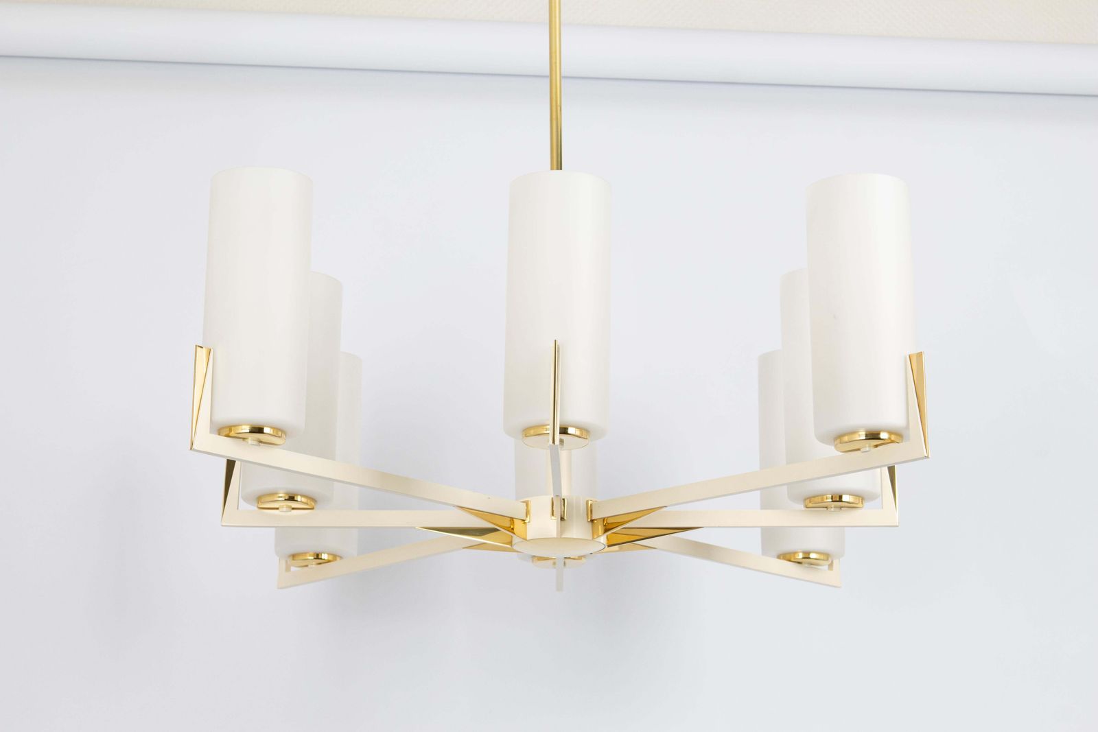 Large Glass Sunburst Chandelier, Kaiser, Germany, 1960s photo for sale