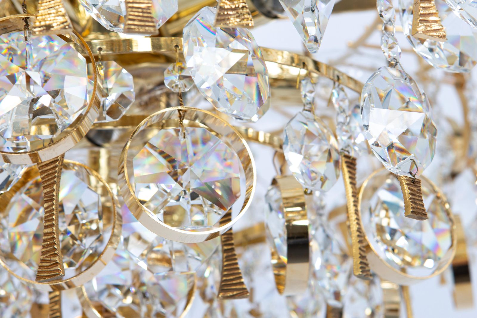 Large Gilt Brass And Crystal Chandelier, By Palwa, Germany, 1970s photo buy