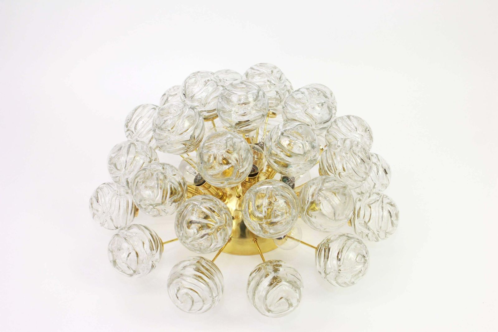 1 Of 2 Spectacular Sputnik Flush Mount Glass Snow Balls By Doria, Germany, 1970s photo for sale