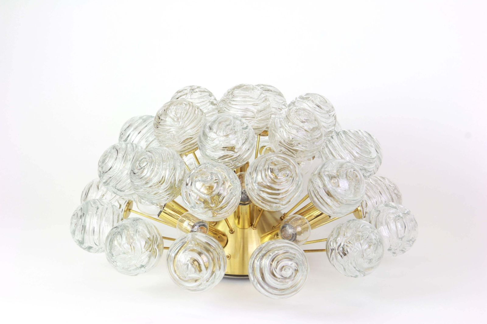 1 Of 2 Spectacular Sputnik Flush Mount Glass Snow Balls By Doria, Germany, 1970s photo vintage