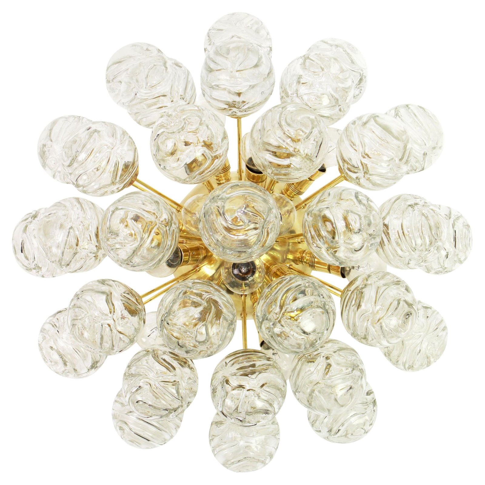 1 Of 2 Spectacular Sputnik Flush Mount Glass Snow Balls By Doria, Germany, 1970s