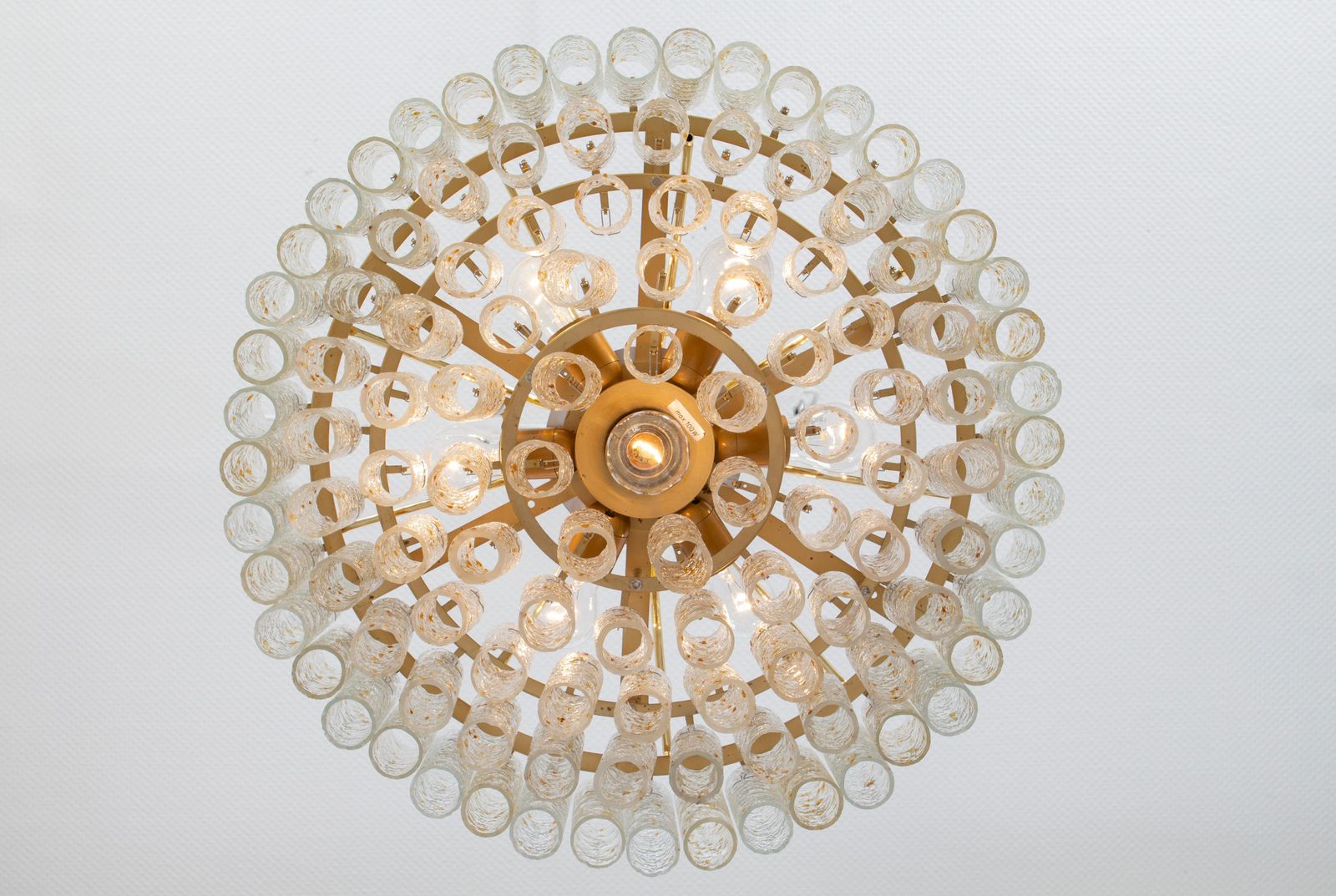 Stunning Large Doria Ice Glass Tubes Chandelier, Germany, 1960s photo vintage