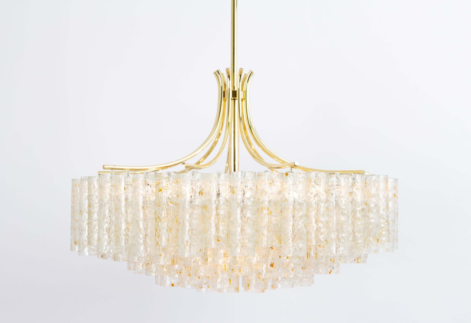 Stunning Large Doria Ice Glass Tubes Chandelier, Germany, 1960s photo for sale