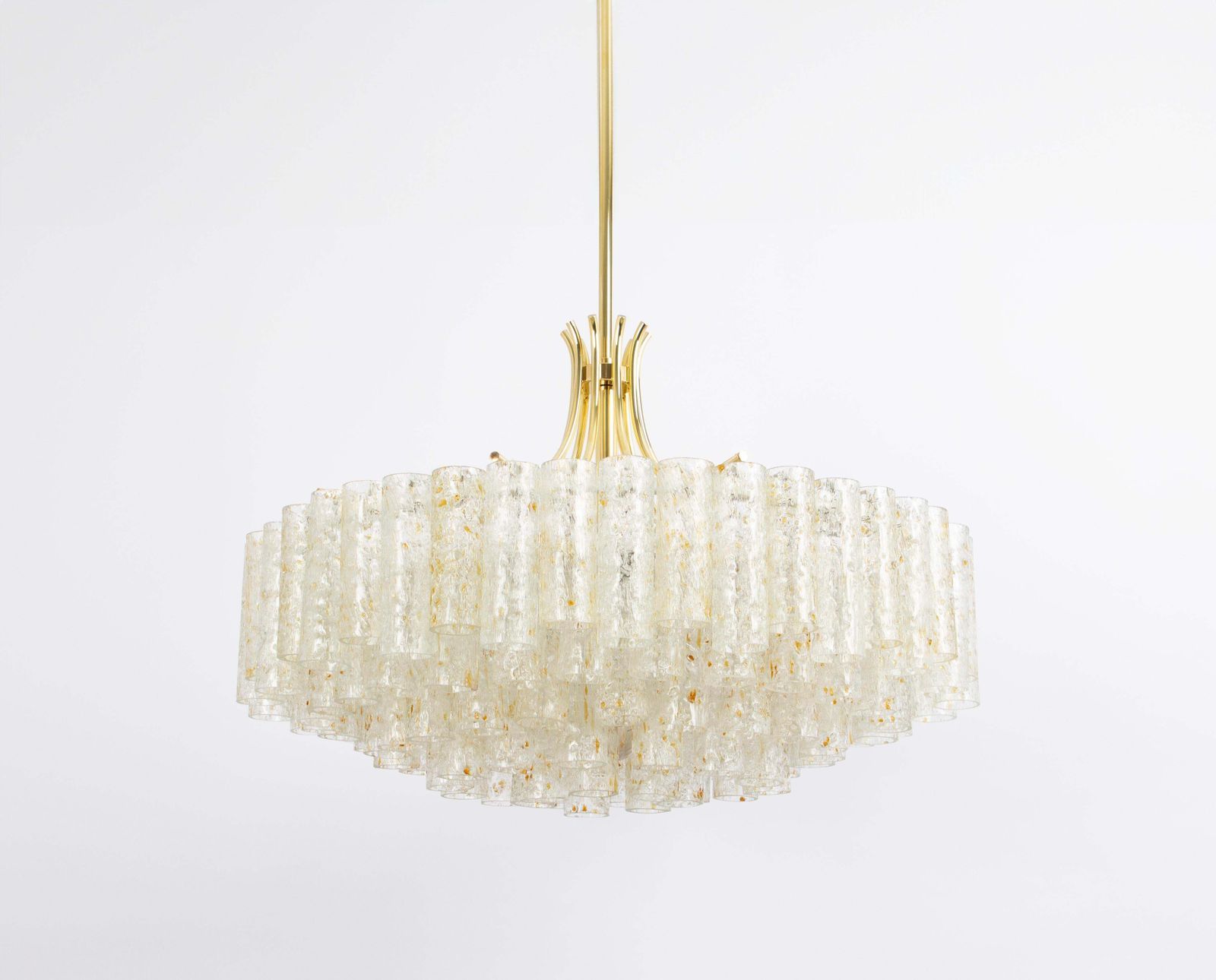 Stunning Large Doria Ice Glass Tubes Chandelier, Germany, 1960s photo vintage