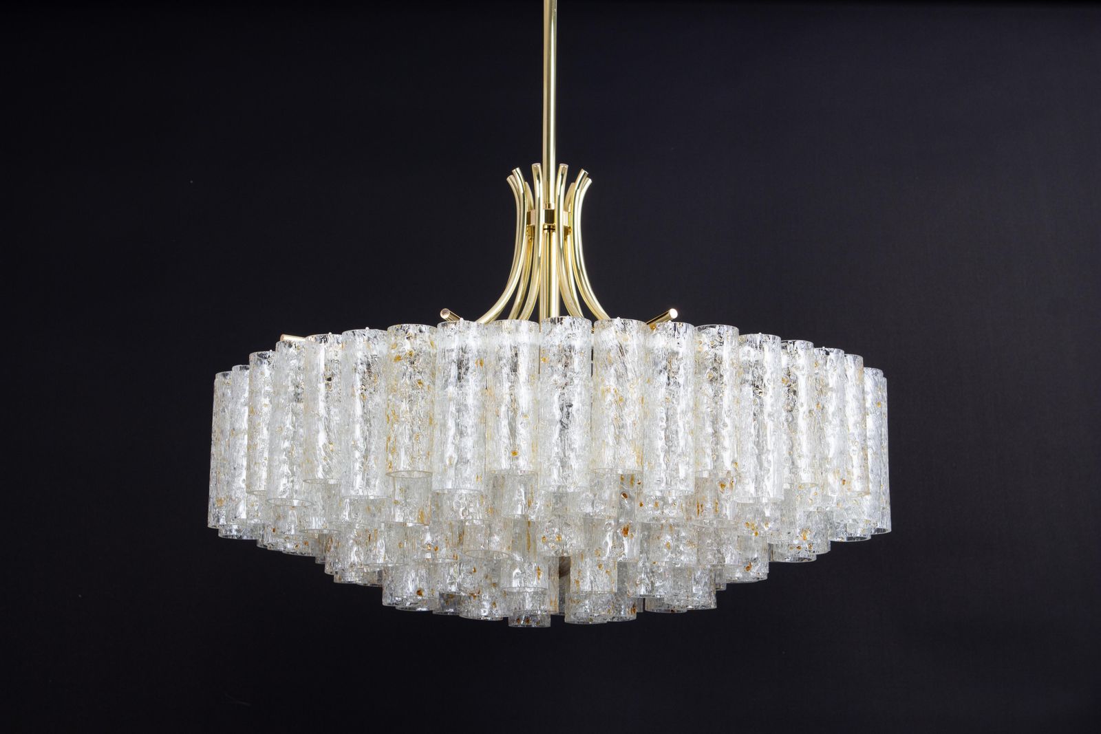 photo buy Stunning Large Doria Ice Glass Tubes Chandelier, Germany, 1960s