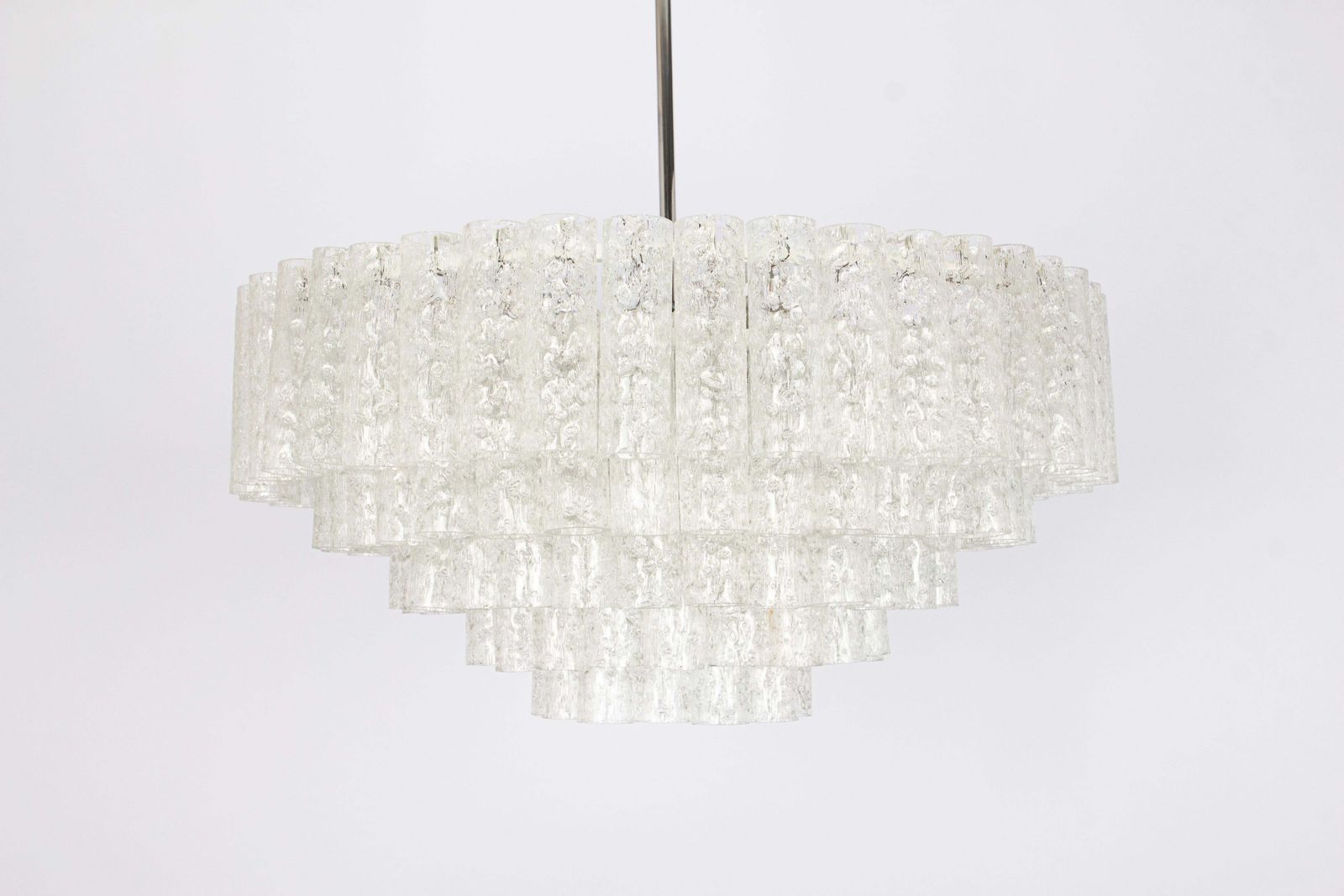 1 Of 3 Large Doria Ice Glass Tubes Chandelier, Germany, 1960s photo furniture