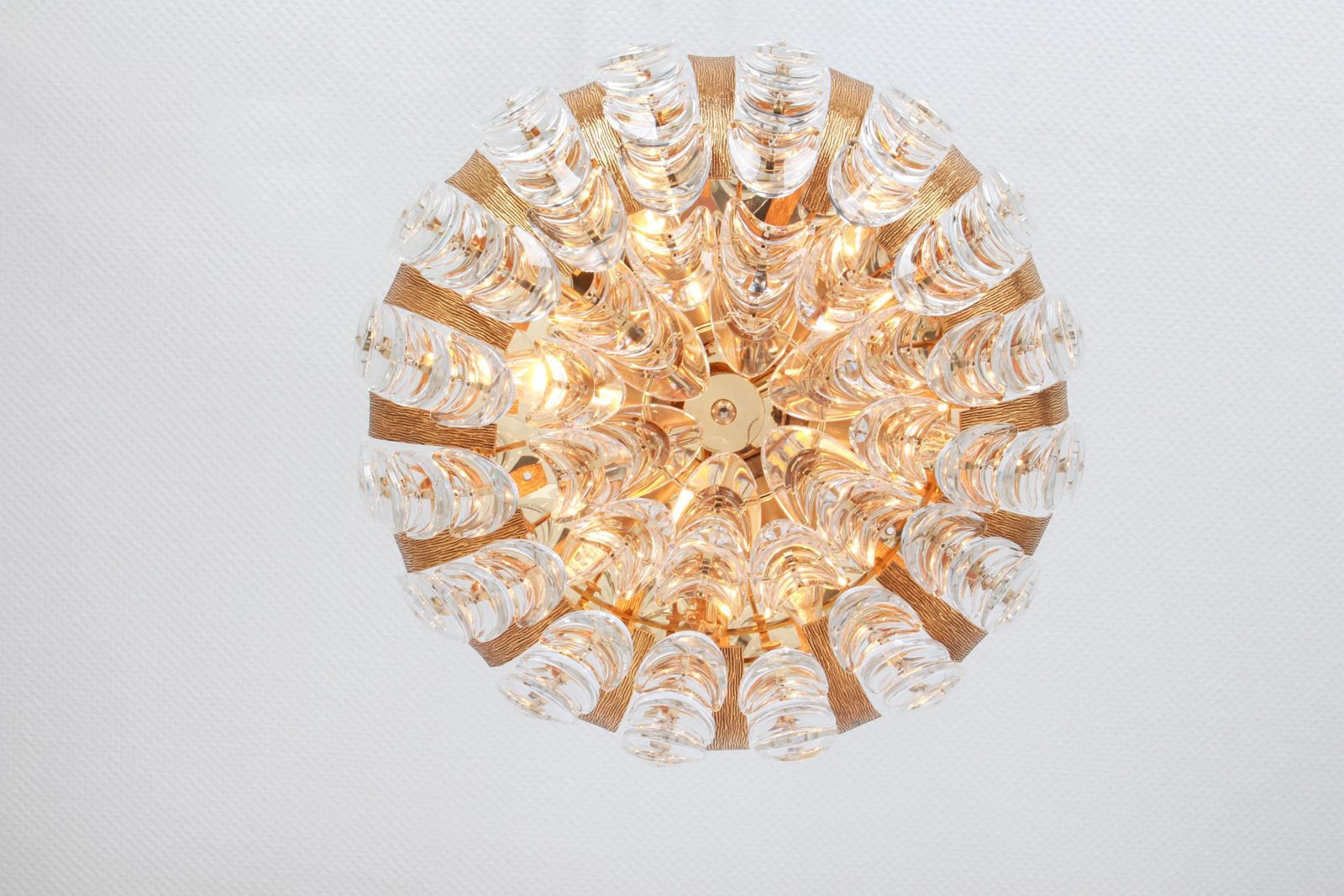 Delicate Gilt Brass Crystal Glass Flower Chandelier By Palwa, Germany, 1970s photo buy