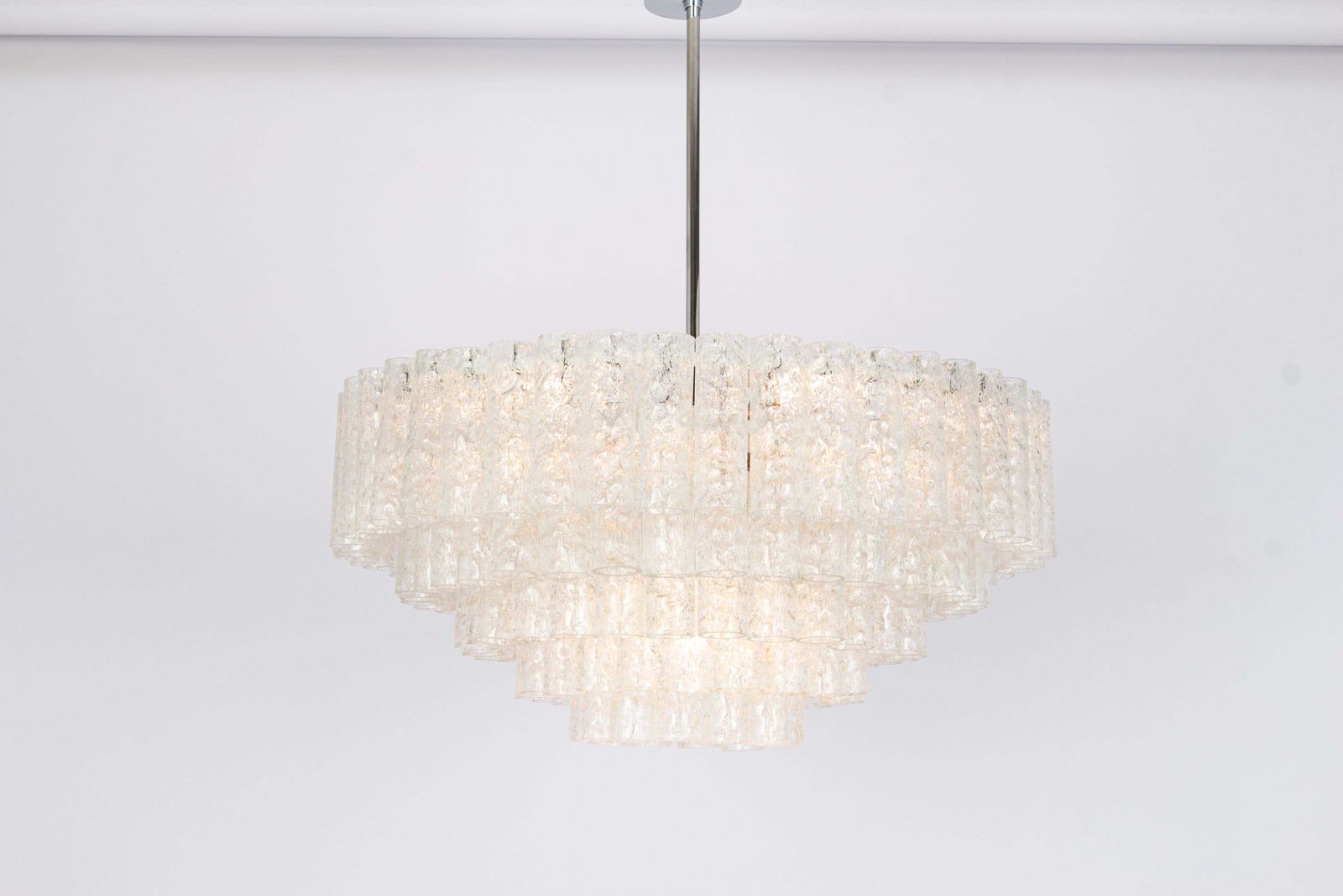 1 Of 3 Large Doria Ice Glass Tubes Chandelier, Germany, 1960s photo vinterior
