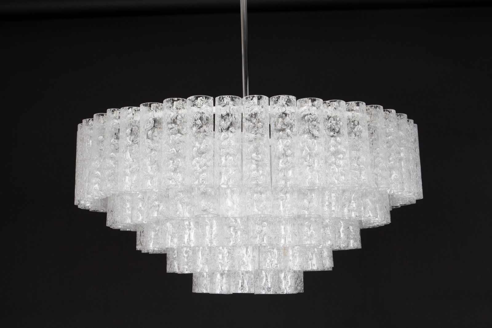 Lighting 1 Of 3 Large Doria Ice Glass Tubes Chandelier, Germany, 1960s photo