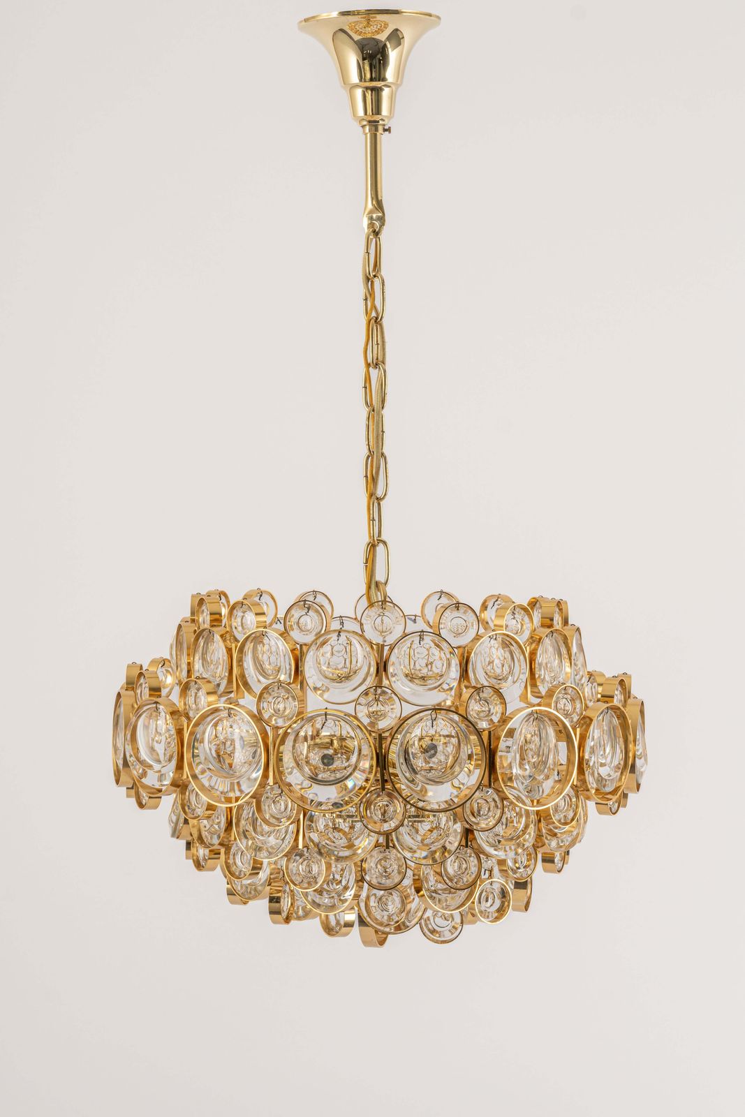 Stunning Gilt Brass Chandelier, Sciolari Design Style By Palwa, Germany, 1970s photo furniture