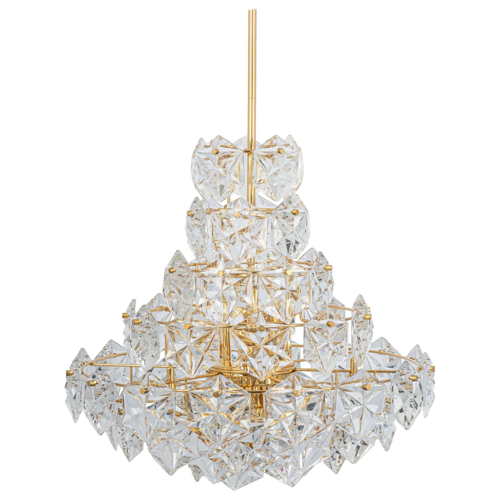 Stunning Huge Chandelier, Brass And Crystal Glass By Kinkeldey, Germany, 1970s