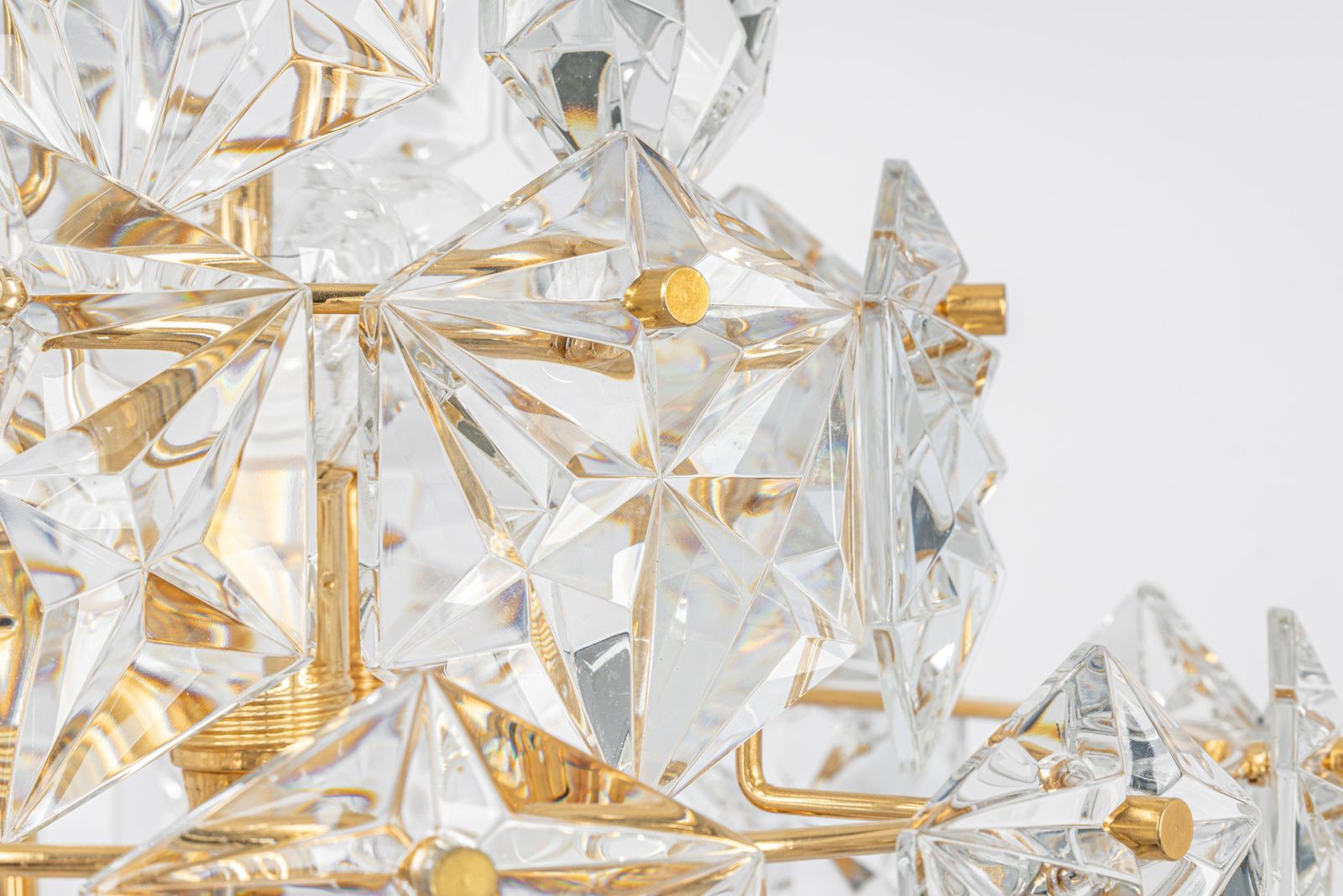 Stunning Huge Chandelier, Brass And Crystal Glass By Kinkeldey, Germany, 1970s photo Lighting