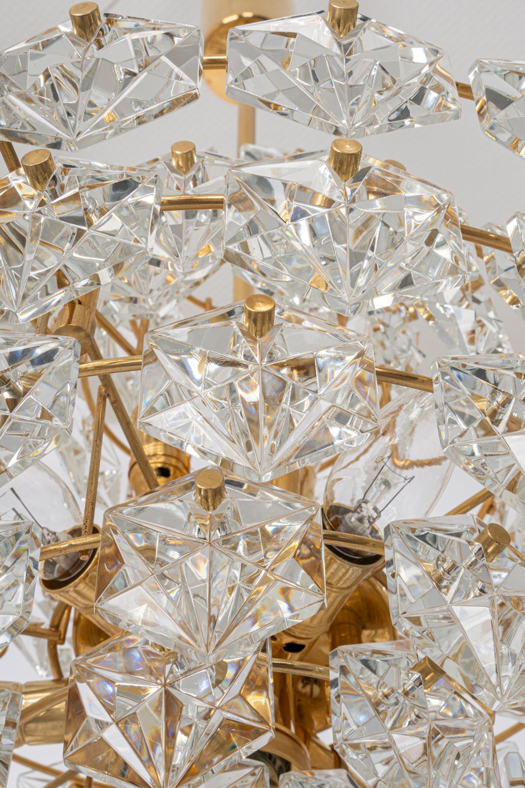 Stunning Huge Chandelier, Brass And Crystal Glass By Kinkeldey, Germany, 1970s photo vinterior