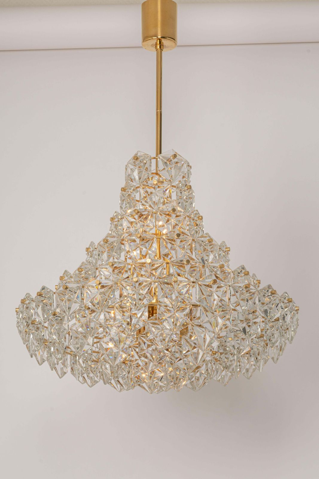 photo buy Stunning Huge Chandelier, Brass And Crystal Glass By Kinkeldey, Germany, 1970s