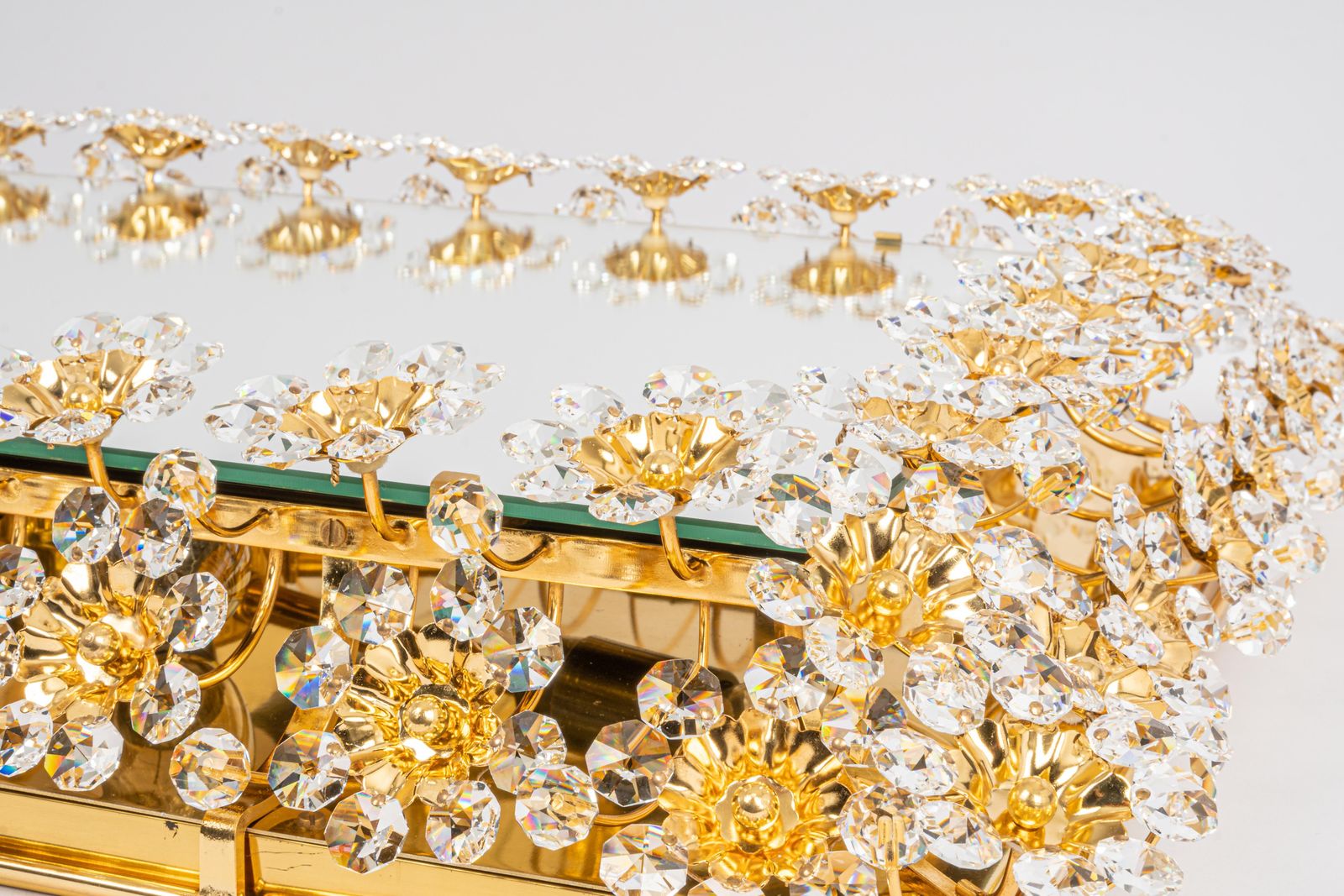 Spectacular Backlit Mirror Gilded Brass And Crystal Glass By Palwa, Germany photo vinterior
