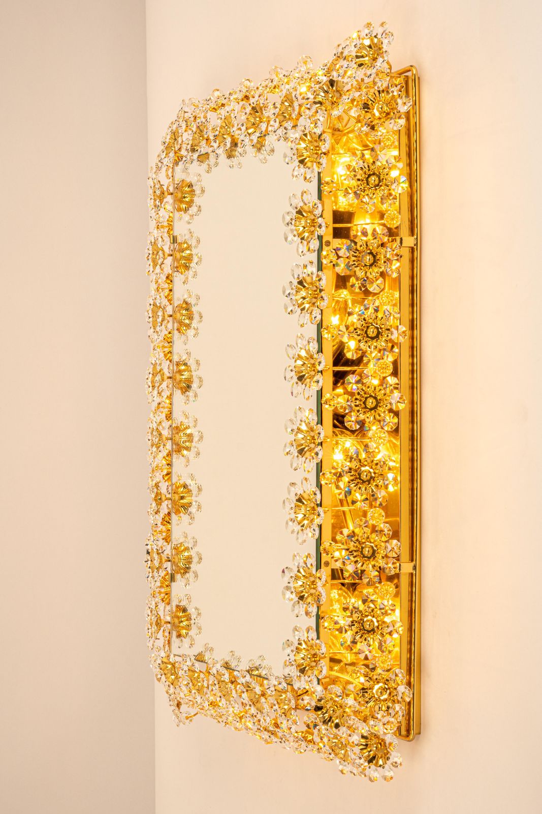 Spectacular Backlit Mirror Gilded Brass And Crystal Glass By Palwa, Germany photo buy