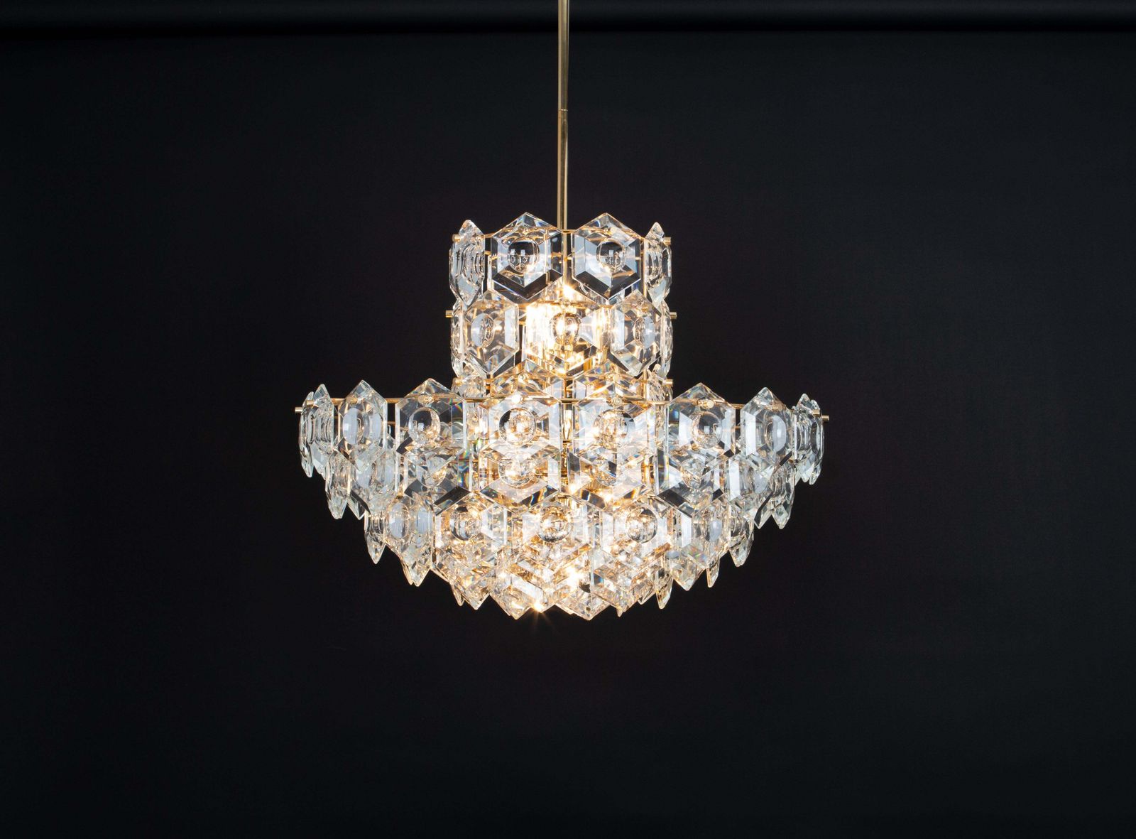 photo furniture Stunning Huge Chandelier, Brass And Crystal Glass By Kinkeldey, Germany, 1970s