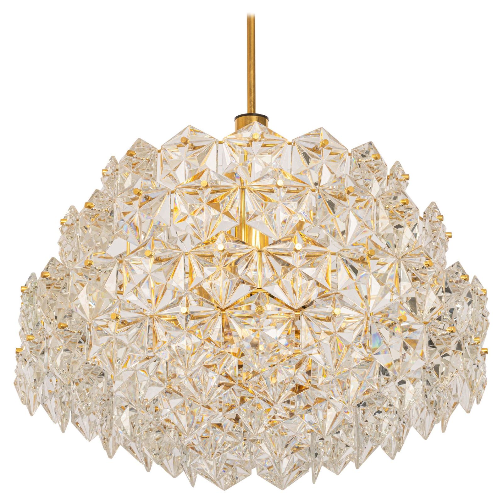 Stunning Huge Chandelier, Brass And Crystal Glass By Kinkeldey, Germany, 1970s