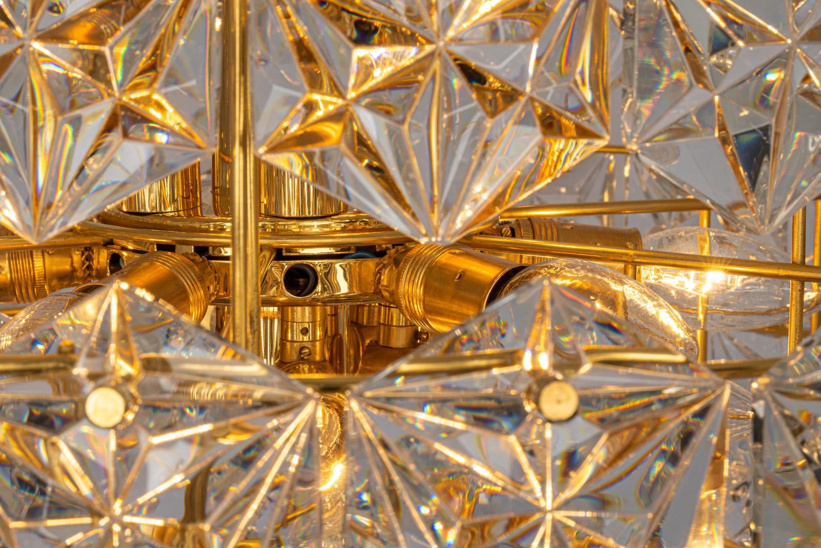 photo furniture Stunning Huge Chandelier, Brass And Crystal Glass By Kinkeldey, Germany, 1970s