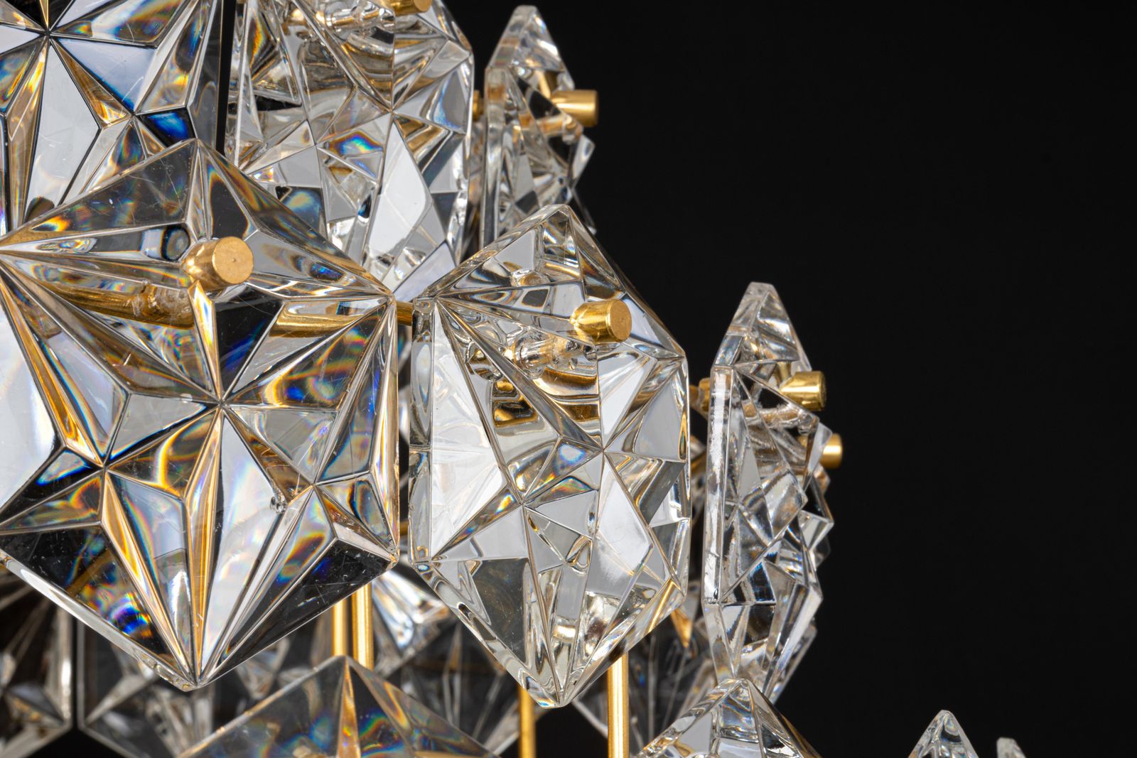 Lighting Stunning Huge Chandelier, Brass And Crystal Glass By Kinkeldey, Germany, 1970s photo