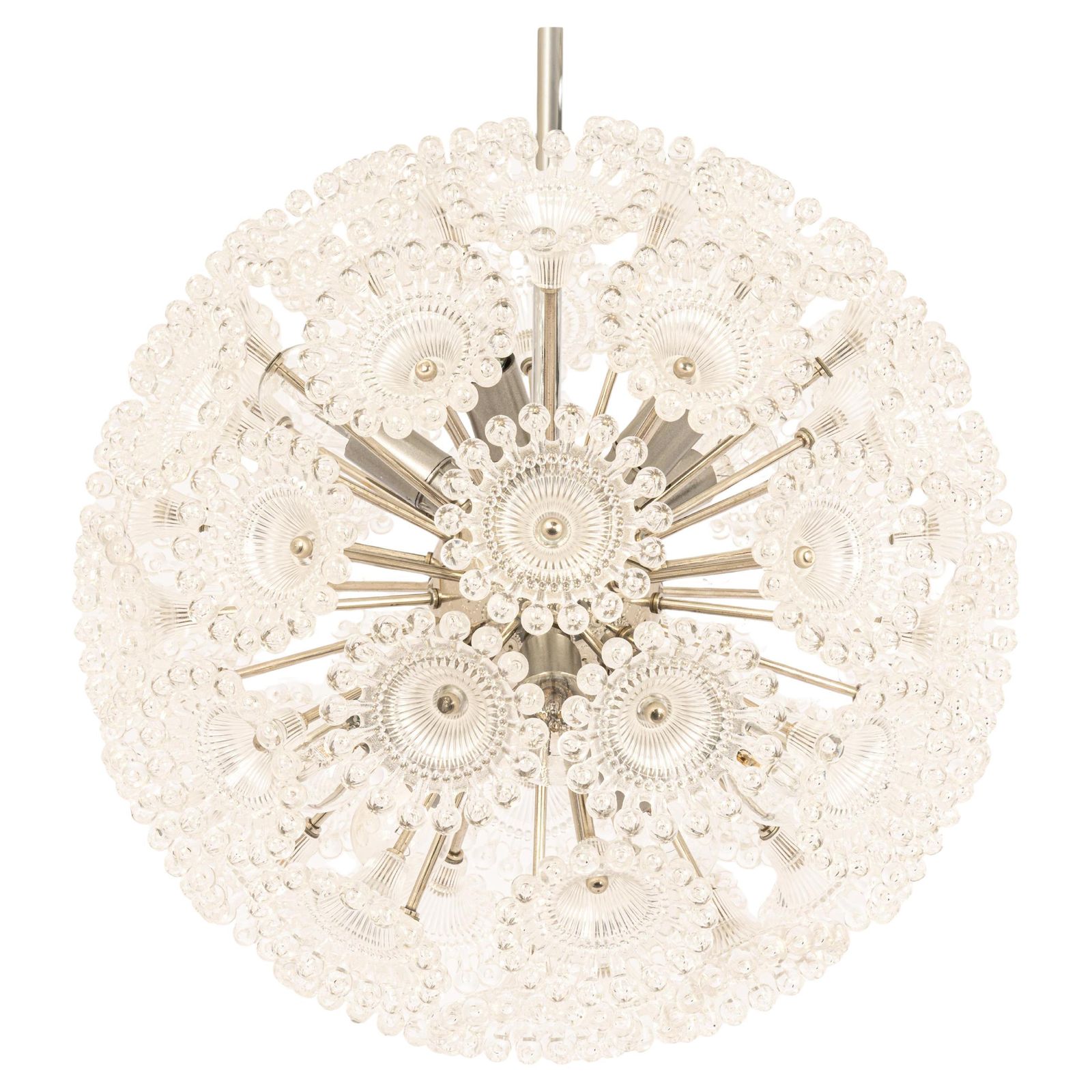 1 Of 2 Stunning Floral Chrome Sputnik Chandelier, Germany, 1960s