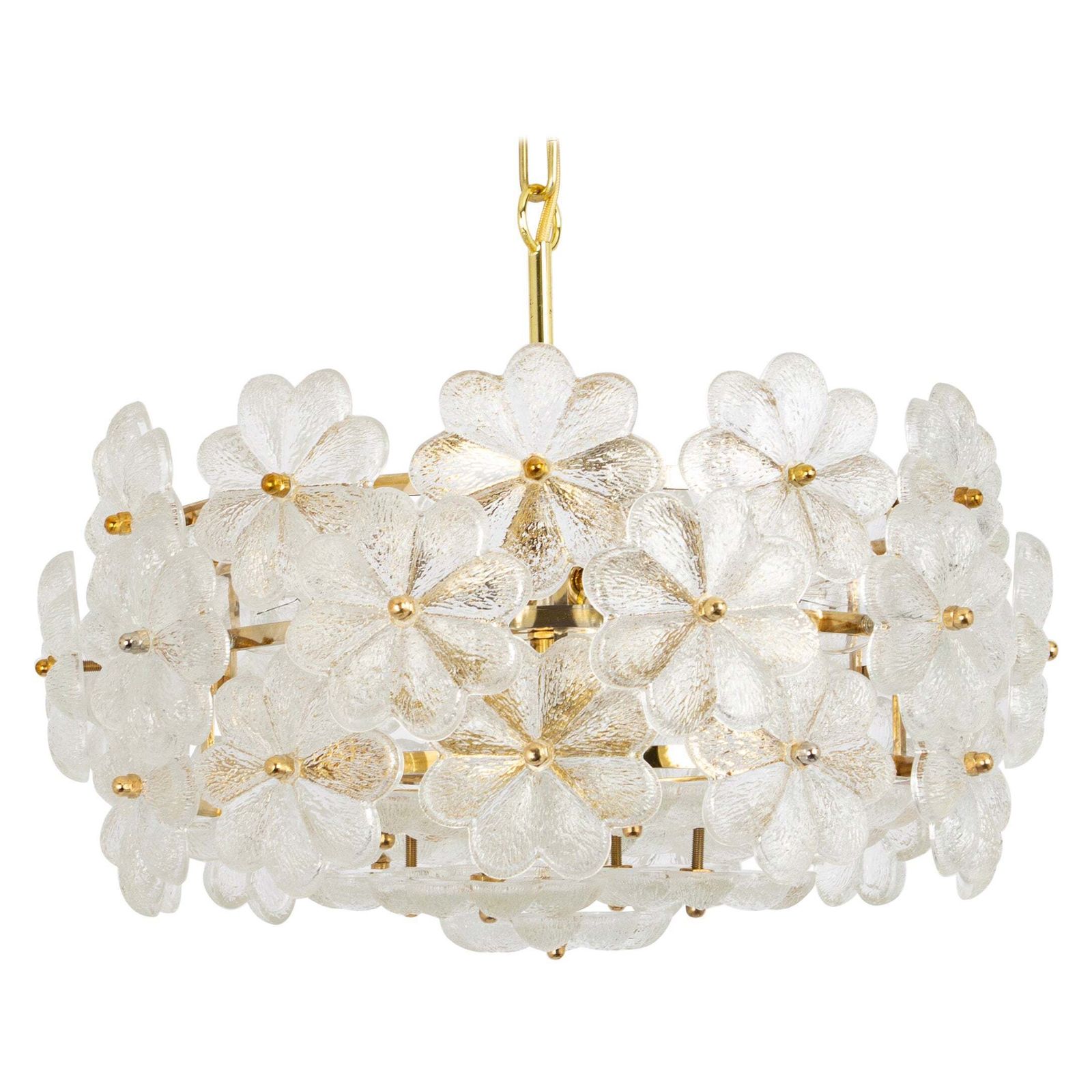 1 Of 2 Stunning Petite Murano Glass Chandelier By Ernst Palme, Germany, 1970s
