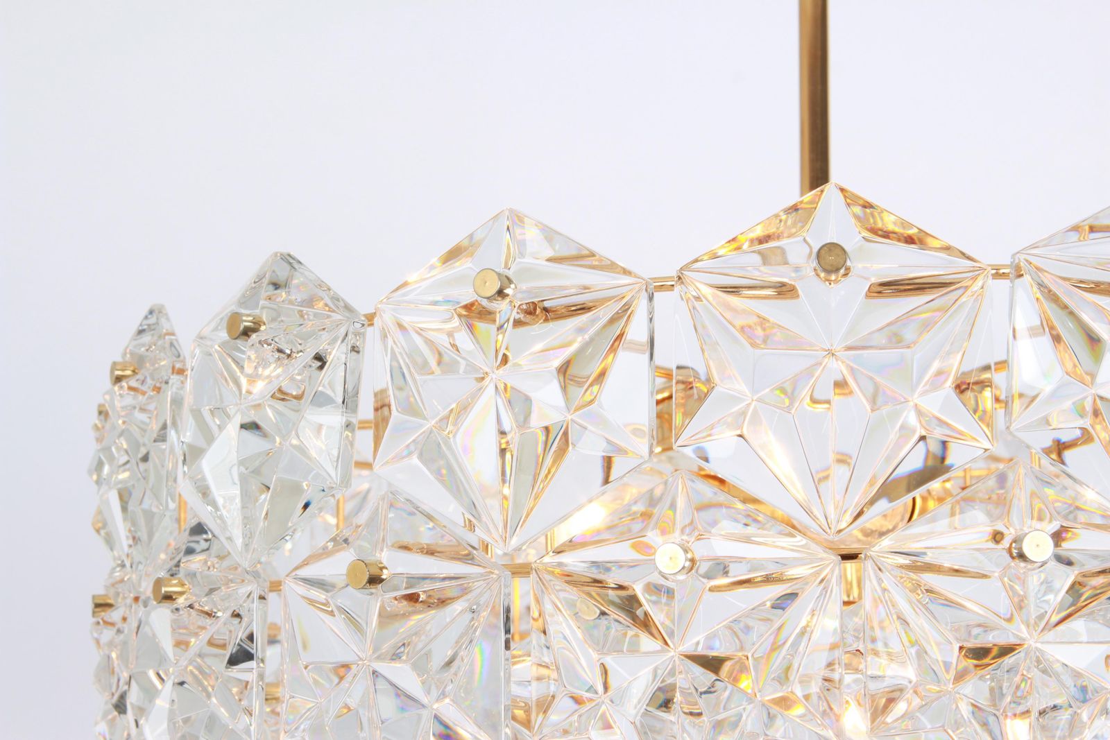 1 Of 2 Kinkeldey Chandelier Gilt Brass And Crystal Glass, Germany, 1970s photo Lighting