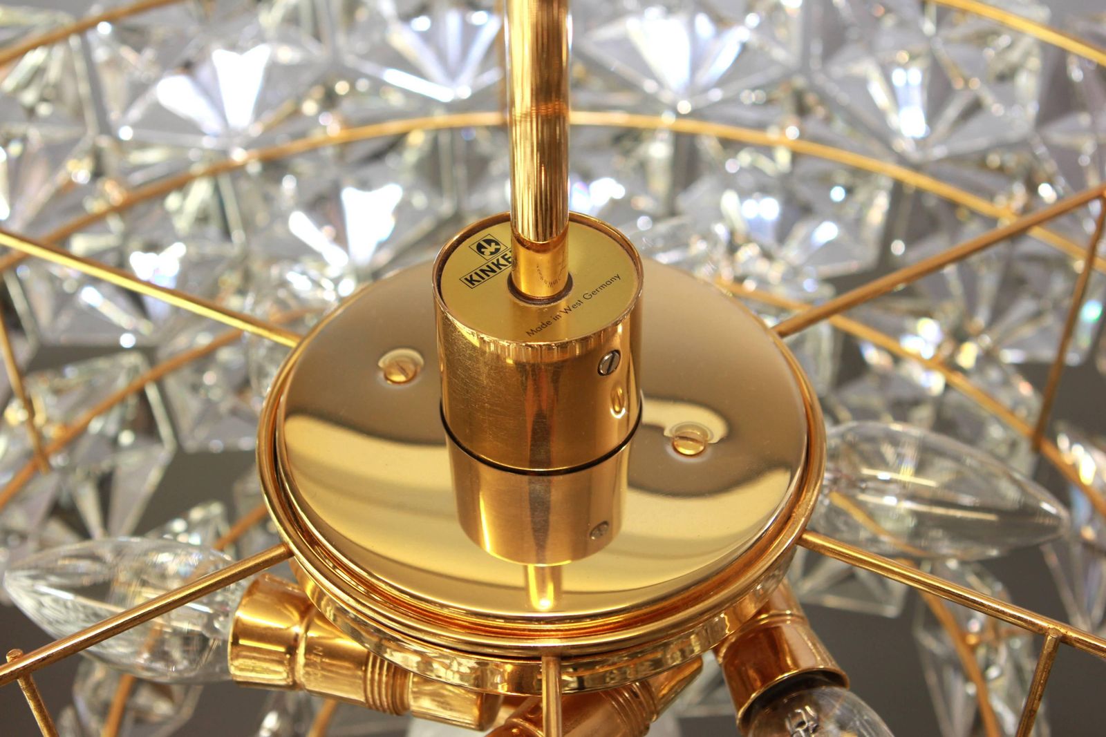 photo for sale 1 Of 2 Kinkeldey Chandelier Gilt Brass And Crystal Glass, Germany, 1970s