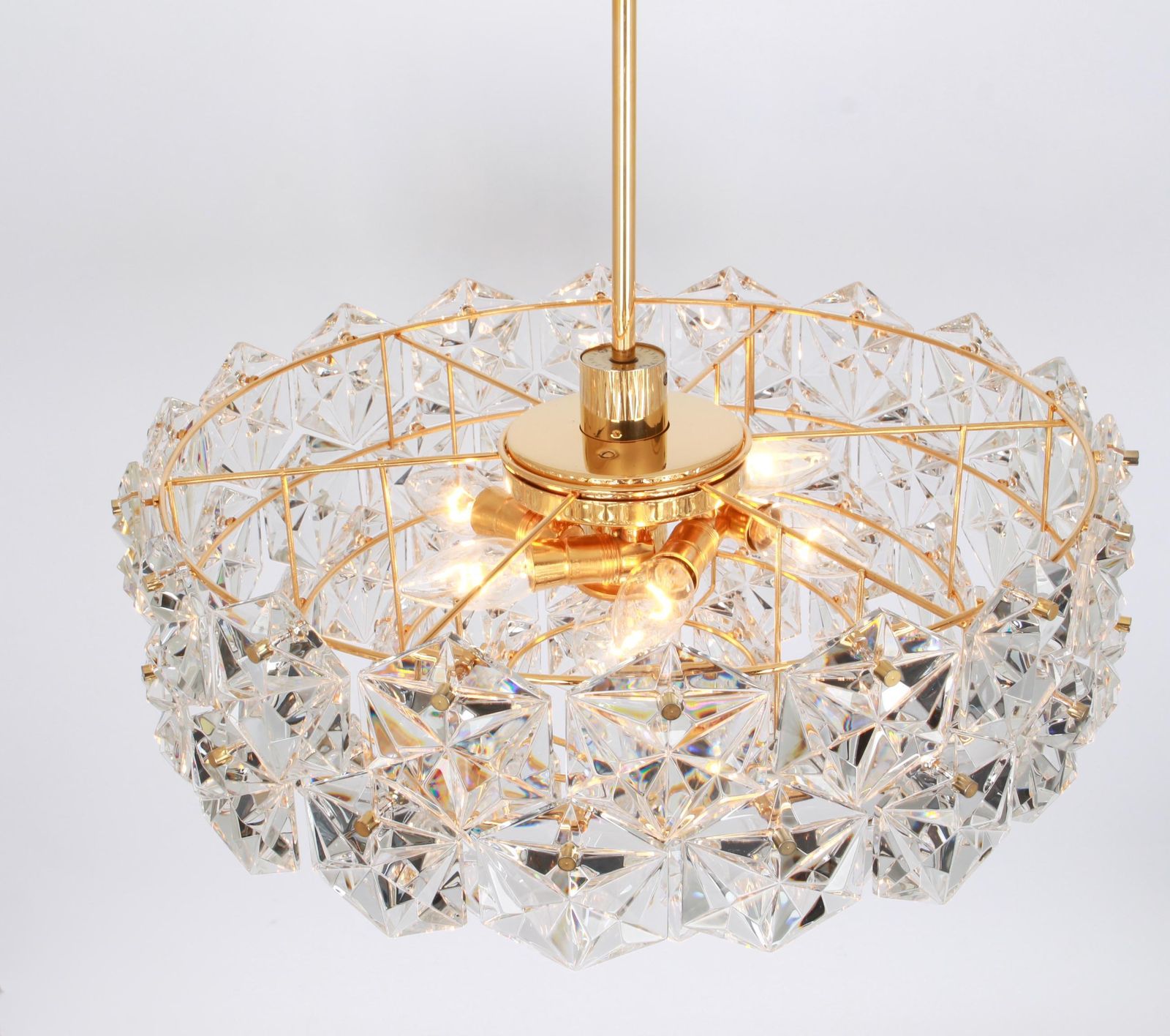 photo vinterior 1 Of 2 Kinkeldey Chandelier Gilt Brass And Crystal Glass, Germany, 1970s